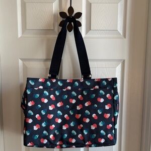 Thirty-One Navy and Multicolor Polka Dot Tote w/Loads of inside Pockets Like New